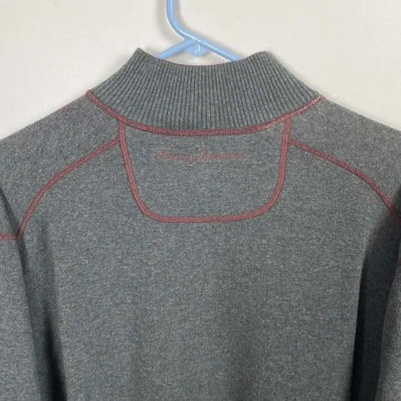 Tommy Bahama Flipshore Quarter Zip in maroon and gray - Picture 15 of 16